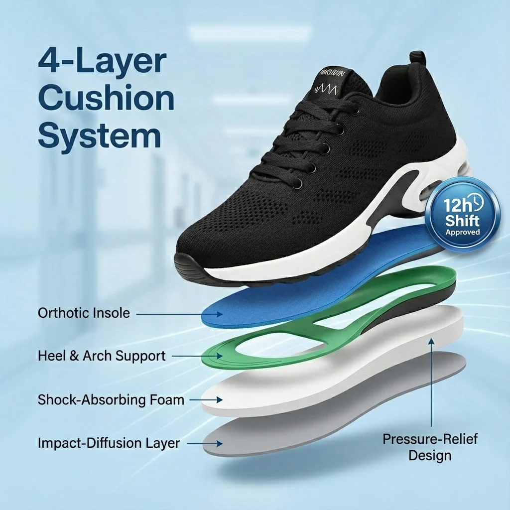 AuraHer™ Pro — 12-Hour Shift Shoes for All-Day Foot, Knee & Back Pain Relief