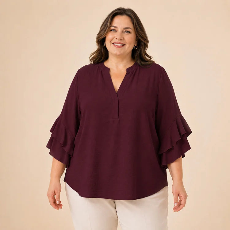Curvy Fit Easy Drape Blouse