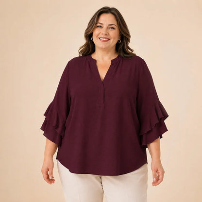 Curvy Fit Easy Drape Blouse