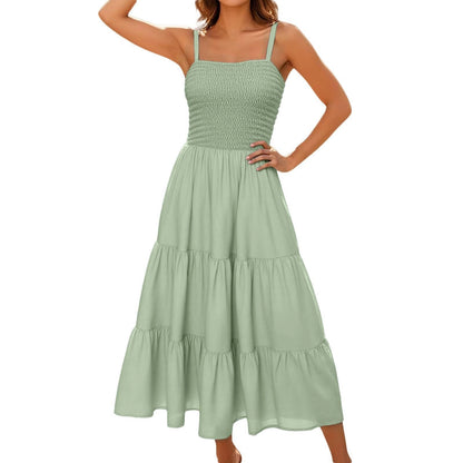 Sleeveless Smocked Bustier Maxi Dress