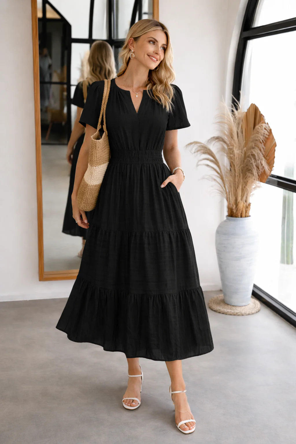 Women’s Summer V-Neck Midi Dress