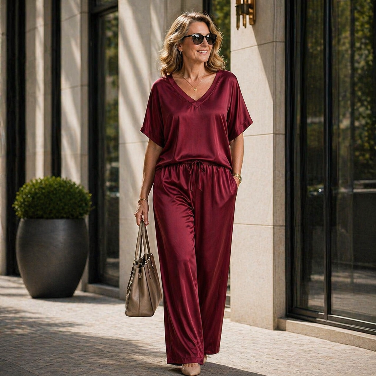 Silky Satin Two-Piece Set