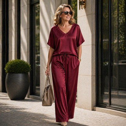 Silky Satin Two-Piece Set