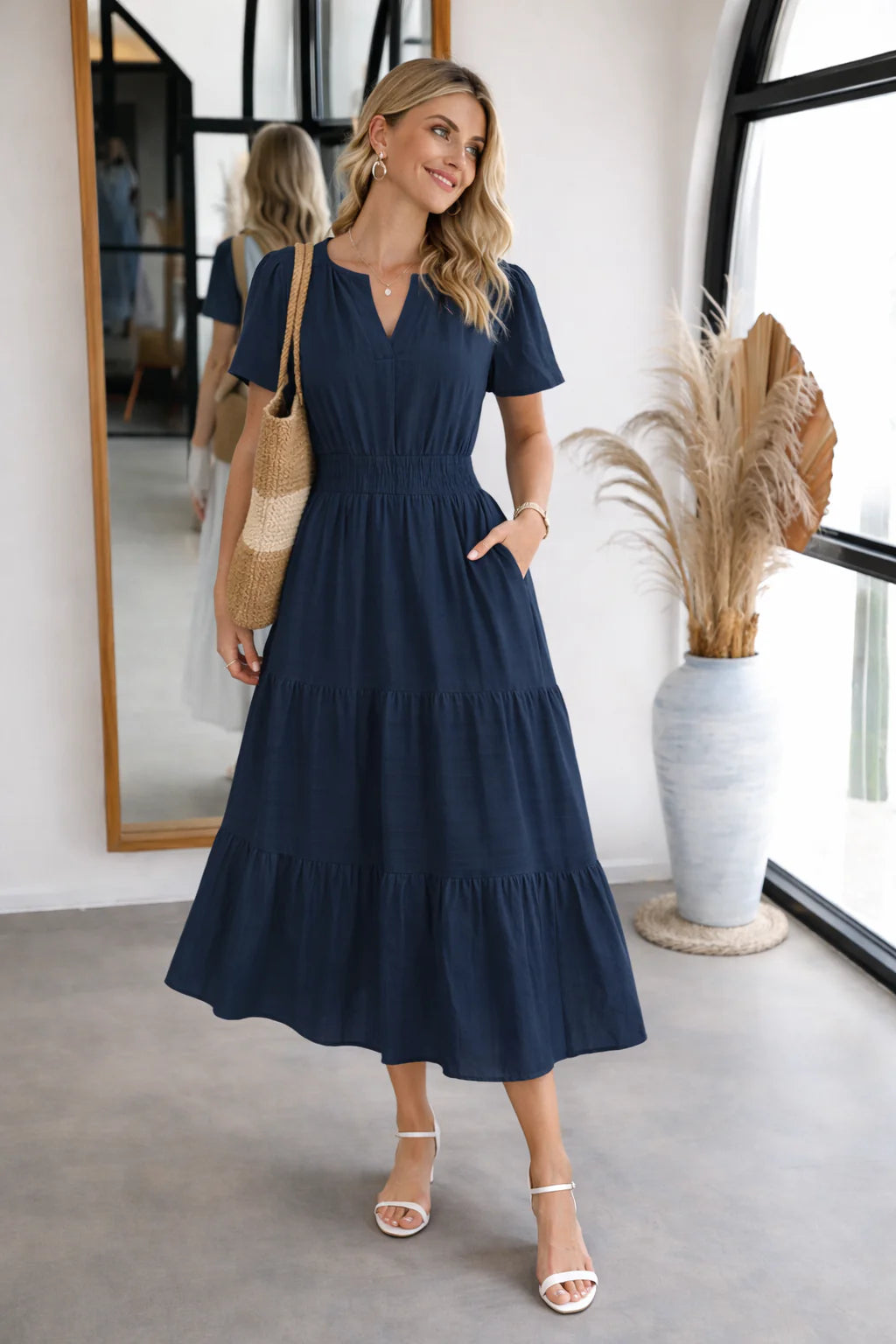 Women’s Summer V-Neck Midi Dress