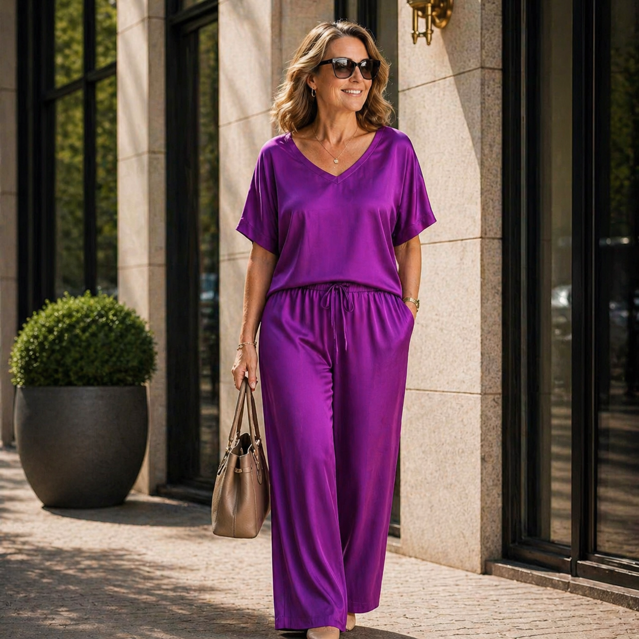 Silky Satin Two-Piece Set