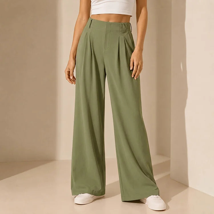 High-Waist Waffle Wide-Leg Lounge Pants