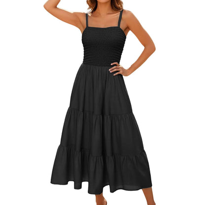 Sleeveless Smocked Bustier Maxi Dress