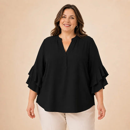 Curvy Fit Easy Drape Blouse