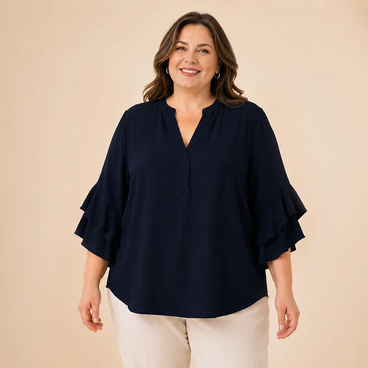Curvy Fit Easy Drape Blouse