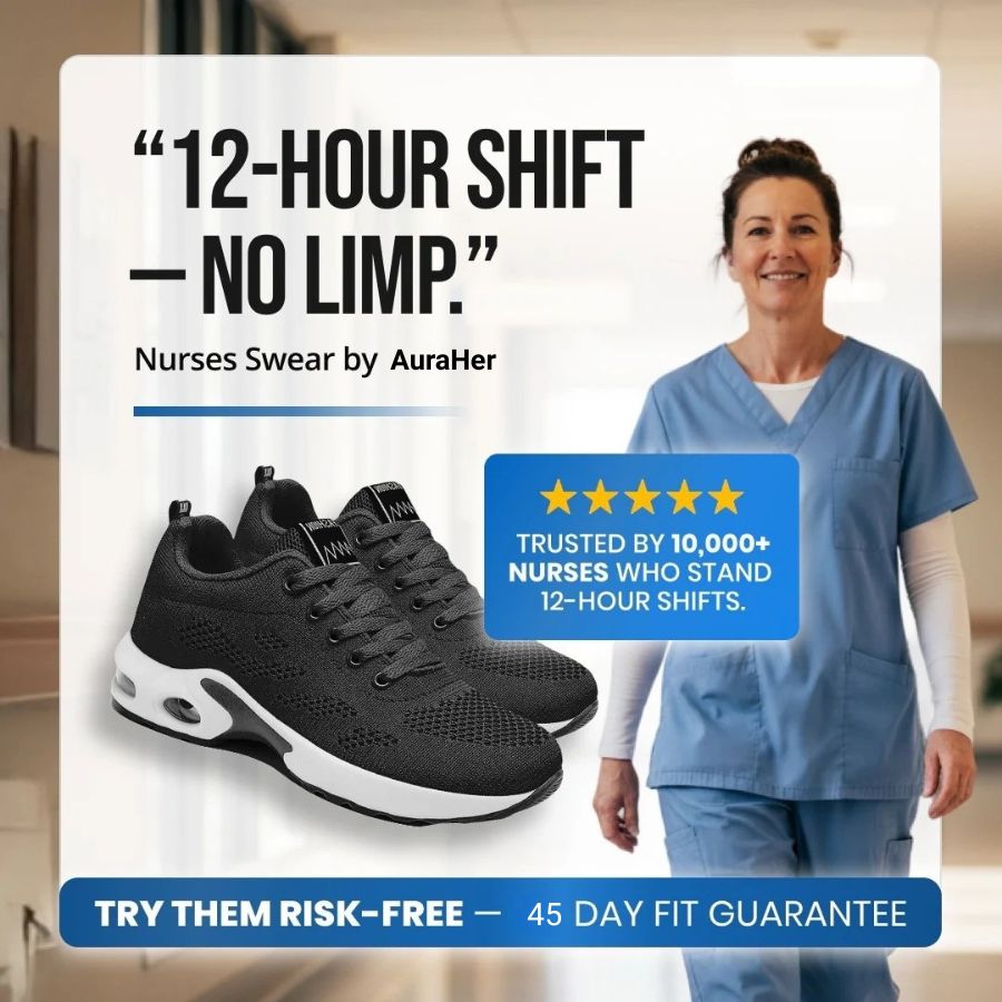 AuraHer™ Pro — 12-Hour Shift Shoes for All-Day Foot, Knee & Back Pain Relief