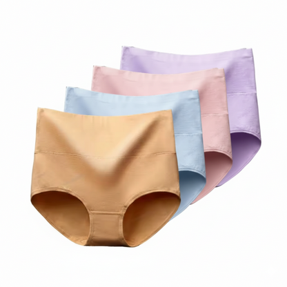Cotton High-Waist Briefs - 4-Pack Multicolor Set