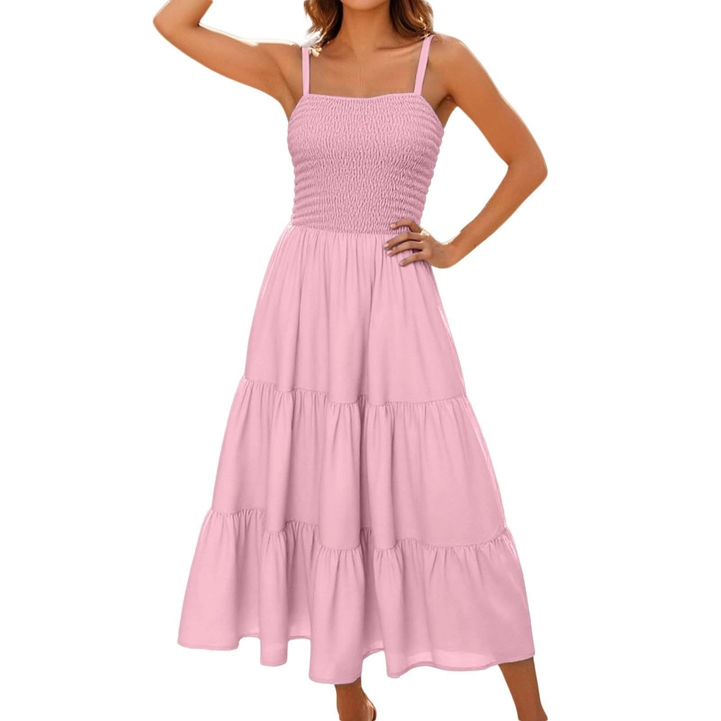 Sleeveless Smocked Bustier Maxi Dress