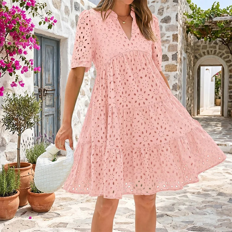 Hollow Embroidery Summer A-Line Dress