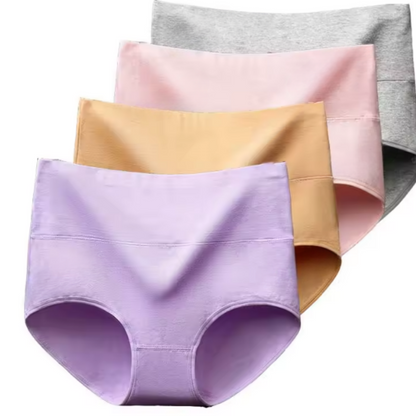Cotton High-Waist Briefs - 4-Pack Multicolor Set