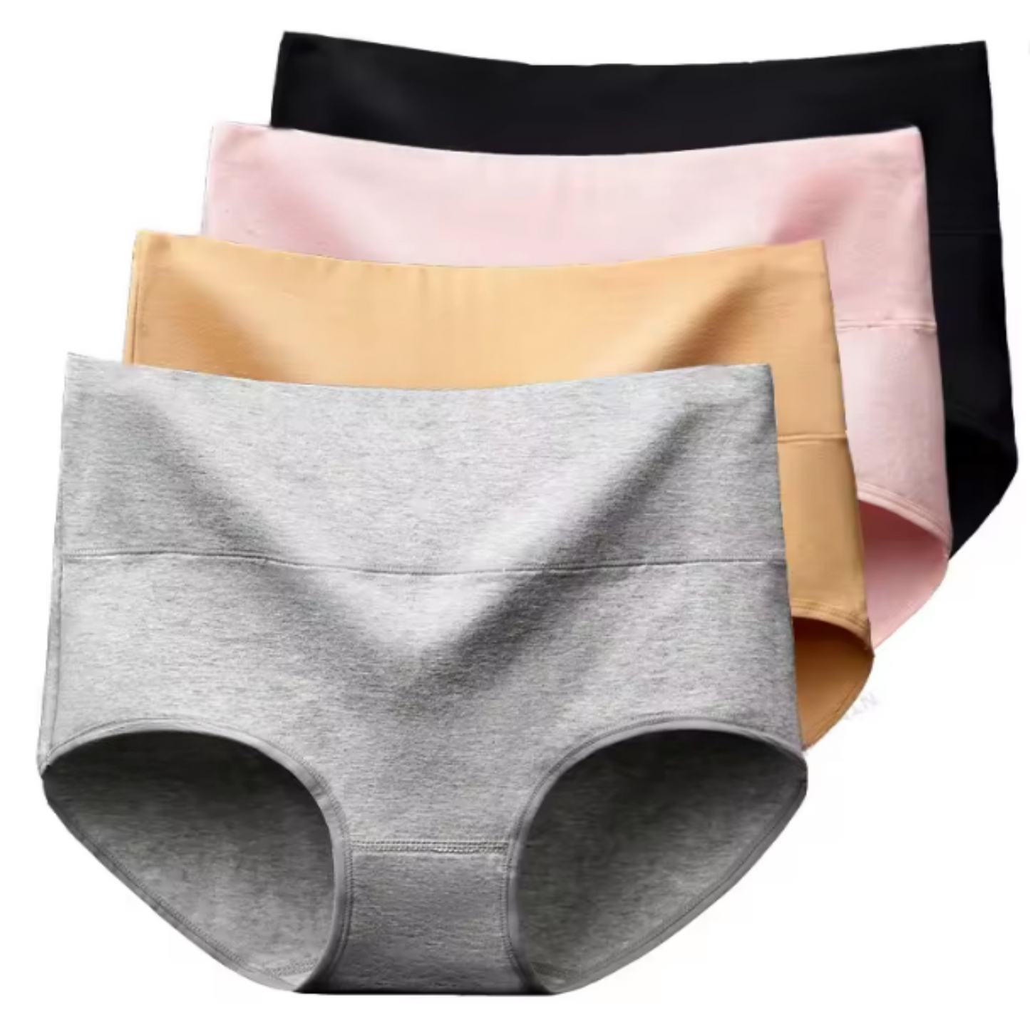 Cotton High-Waist Briefs - 4-Pack Multicolor Set