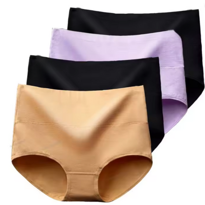 Cotton High-Waist Briefs - 4-Pack Multicolor Set